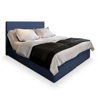 BOXBETT MILARA 140x200 cm mit Matratze und Topper - Blau - Blau, Holz (140/200cm) - MASSENO