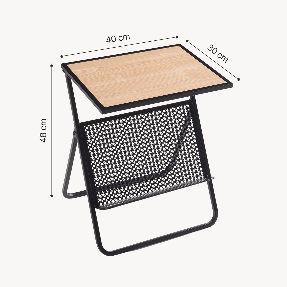 BEISTELLTISCH Jäller - Eichefarben/Schwarz, Holzwerkstoff/Metall (40/30/48cm) - [en.casa]