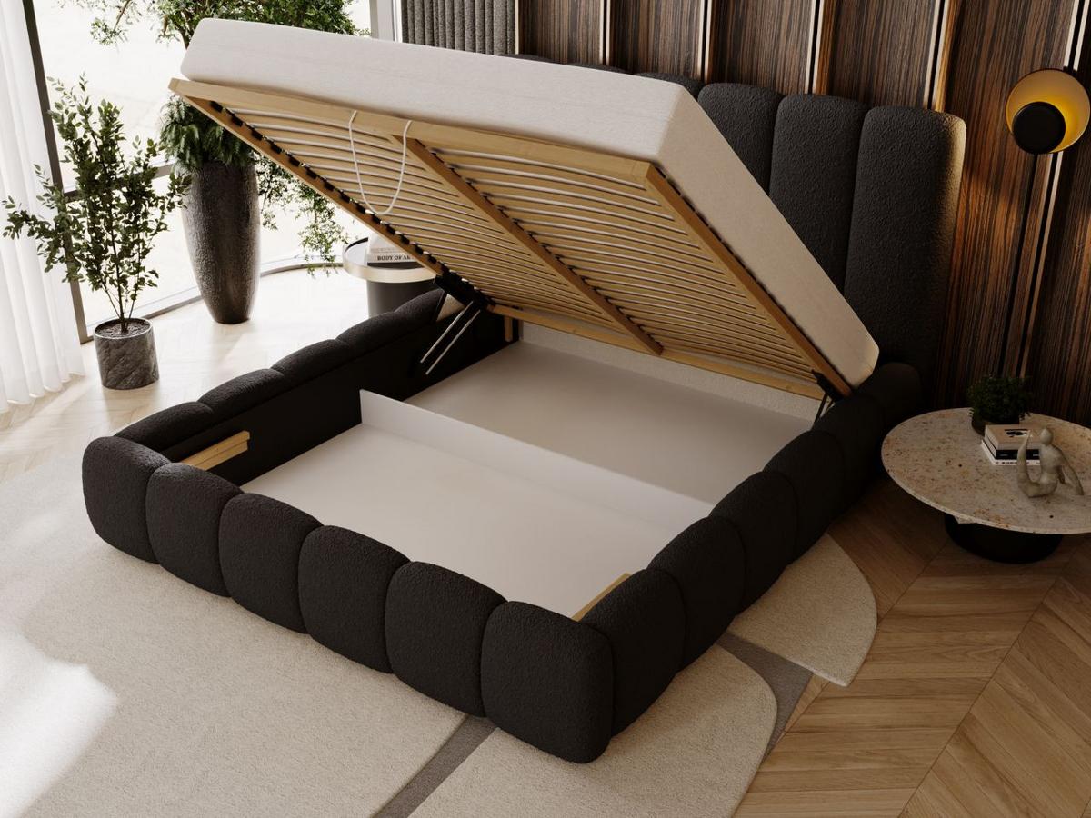 POLSTERBETT Imperial 200x200 Bouclé-Stoff Schwarz - Schwarz, Textil (200/200cm) - Graingold