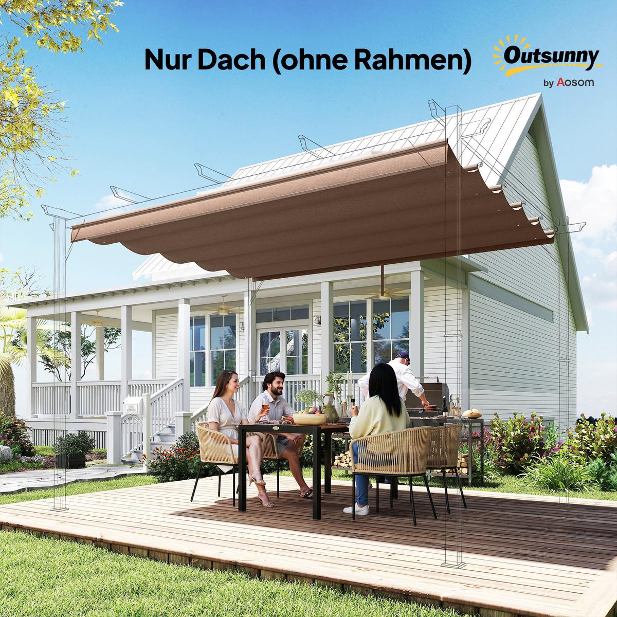 ERSATZDACH mit Regenabflusslöchern aus Polyester Kaffee - Dunkelbraun, Textil (255/6/250cm) - Outsunny