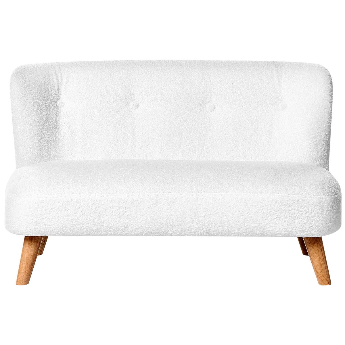 KINDERSOFA Bouclé Weiß Lote - Hellbraun/Weiß, Textil (94/59/57cm) - Beliani