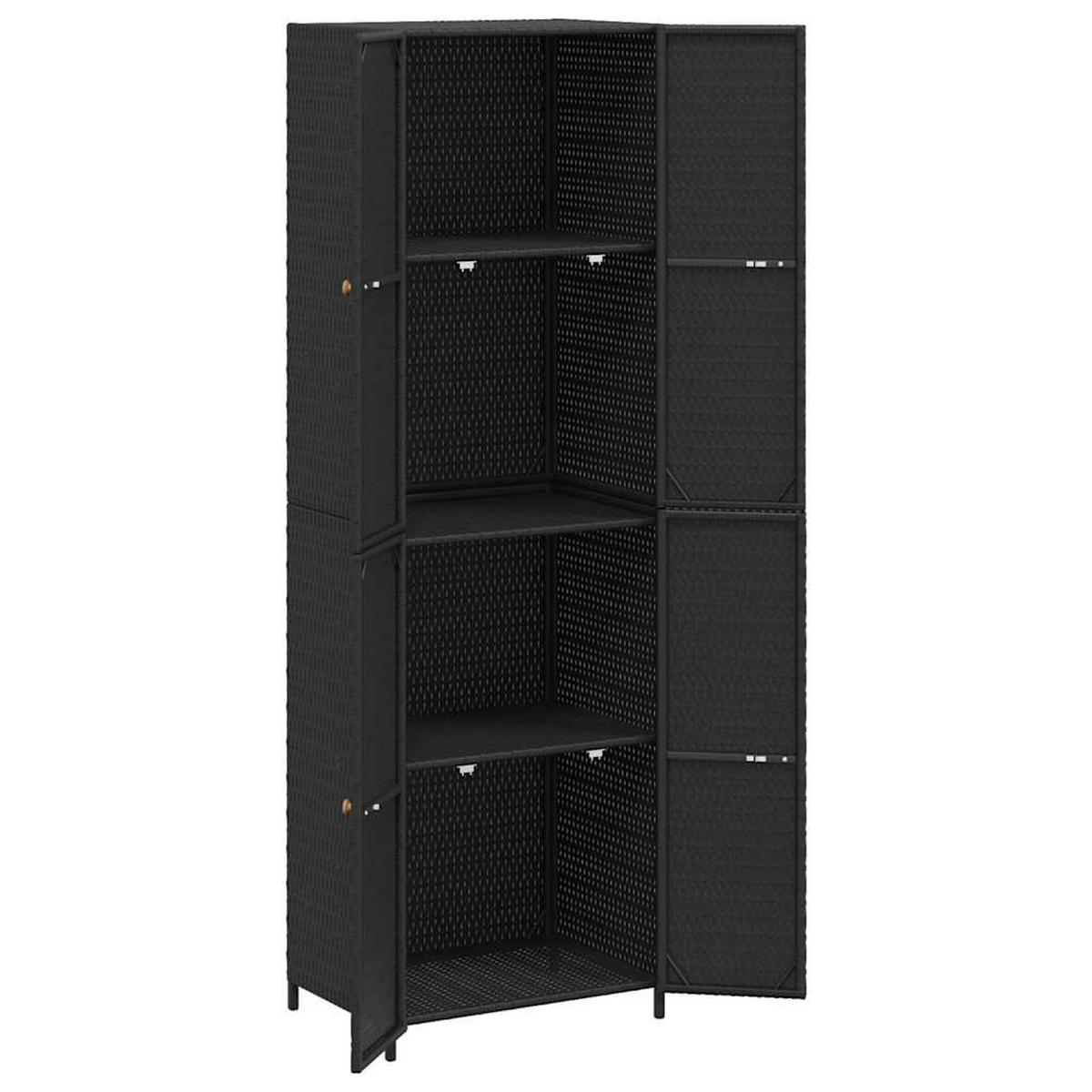 GARTENSCHRANK Howard 59/40/180 cm - Schwarz, Holzwerkstoff (59/180/40cm) - Nettlife
