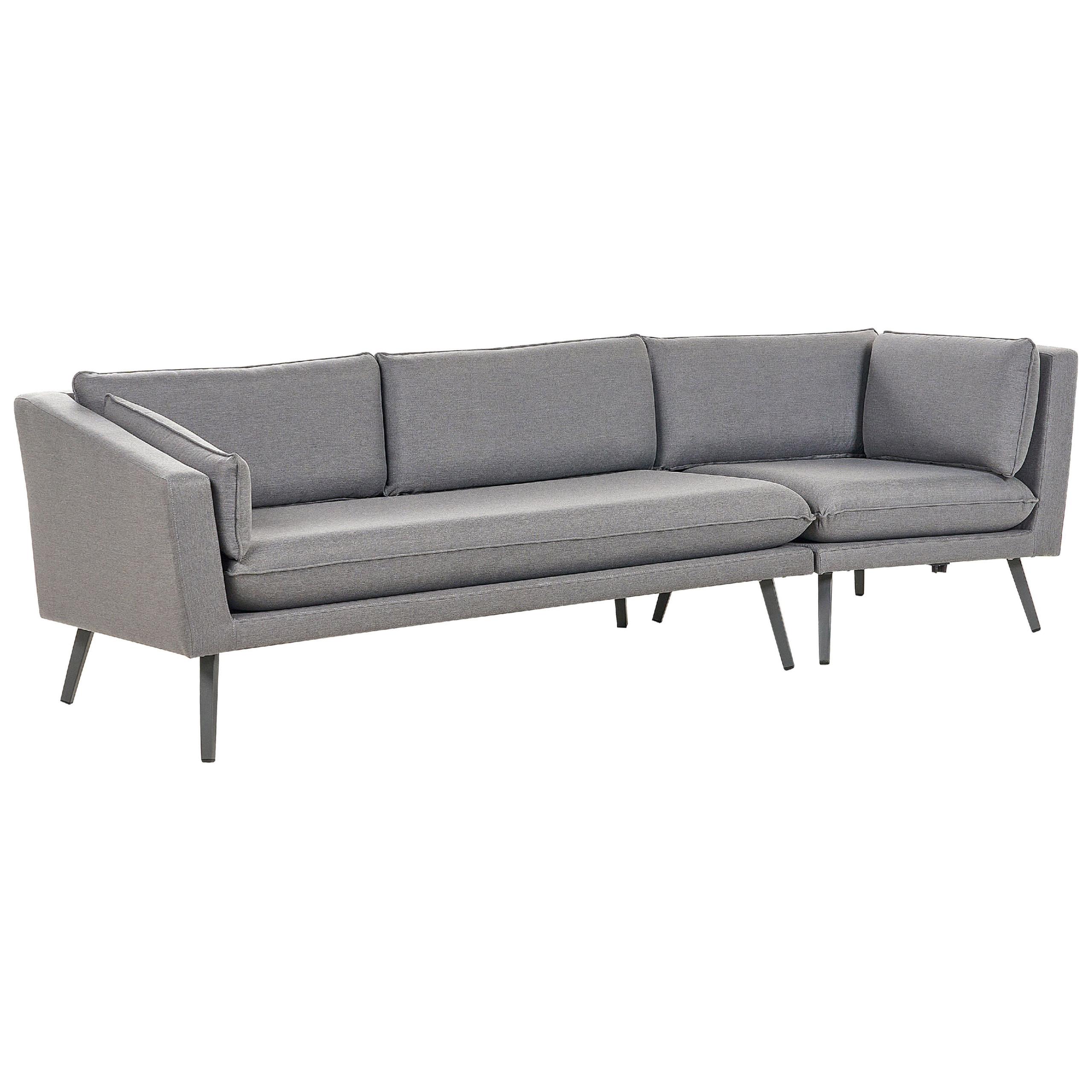 GARTENSOFA 3-Sitzer grau rechte Seite modular Loretello - Grau, Textil (243/70/76cm) - Beliani