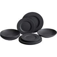 TAFELSERVICE Manufacture Rock schwarz 12-tlg. - Schwarz, Keramik (2/2/2cm) - Villeroy & Boch