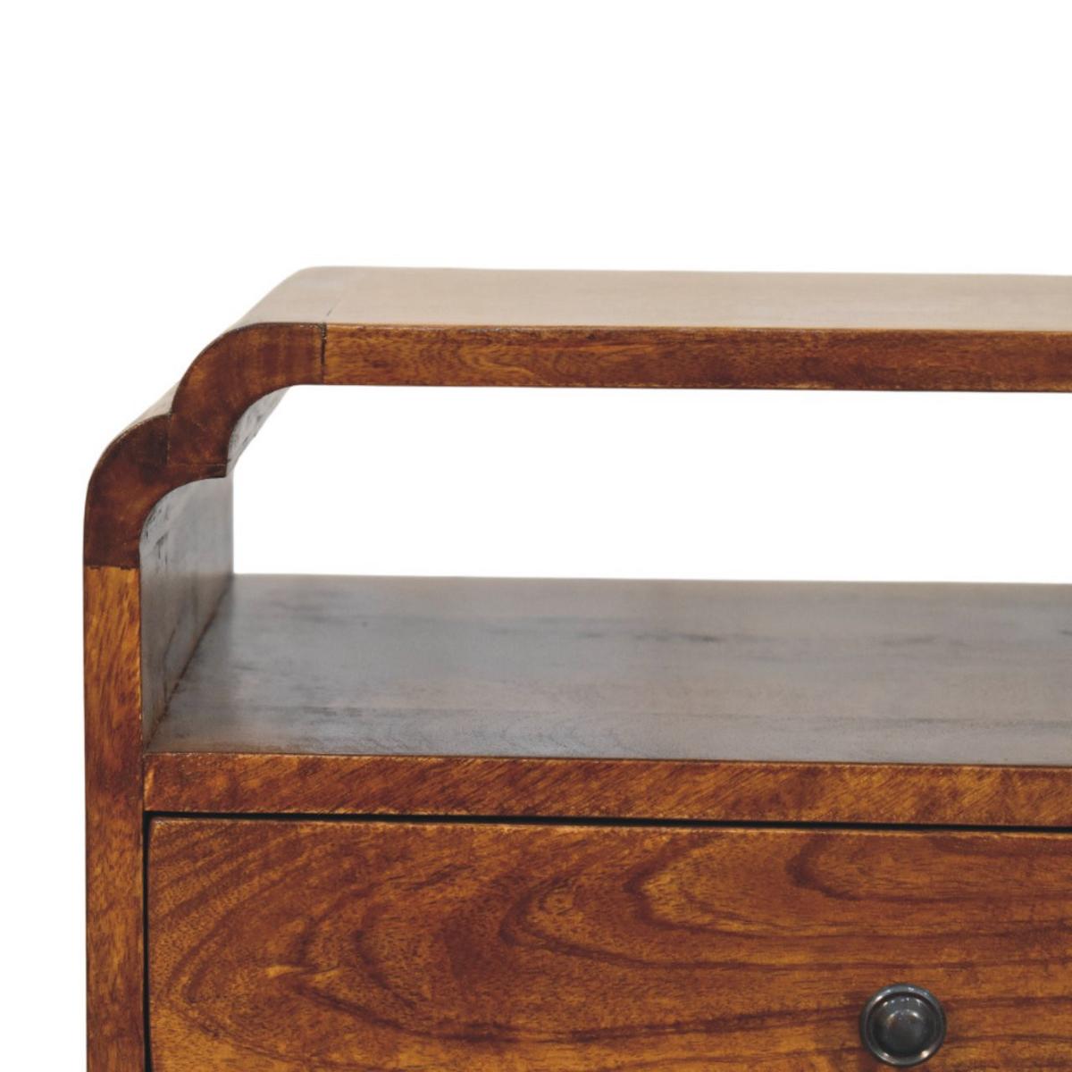 NACHTKASTEN Newton Kastanie, 1 Schublade und Offenes Regal, Dunkelbraun - Dunkelbraun/Messingfarben, Holz/Metall (45/55/35cm) - Artisan Furniture