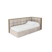 EINZELLBETT Jugendbett mit Bettkasten und Matratze H3/H4, Links - SOVY 80x200 Beige - Ecru, Holzwerkstoff/Textil (80/200cm) - ALTDECOR