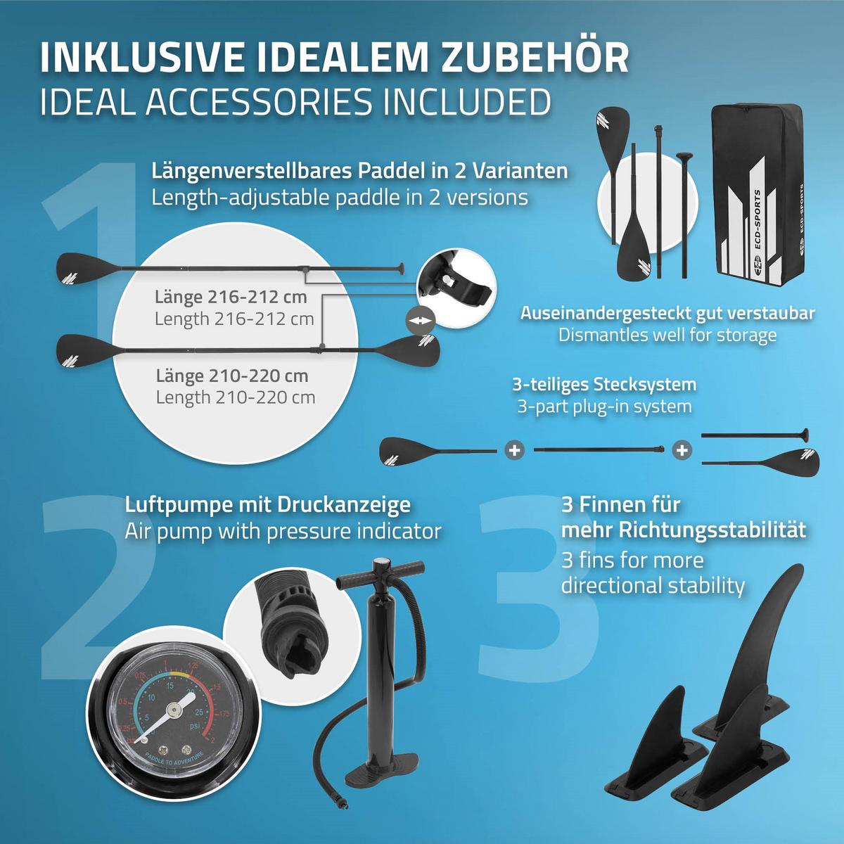 STAND UP PADDLE BOARD Kajak Blau - Blau, Kunststoff (320/82/15cm) - ECD-Germany