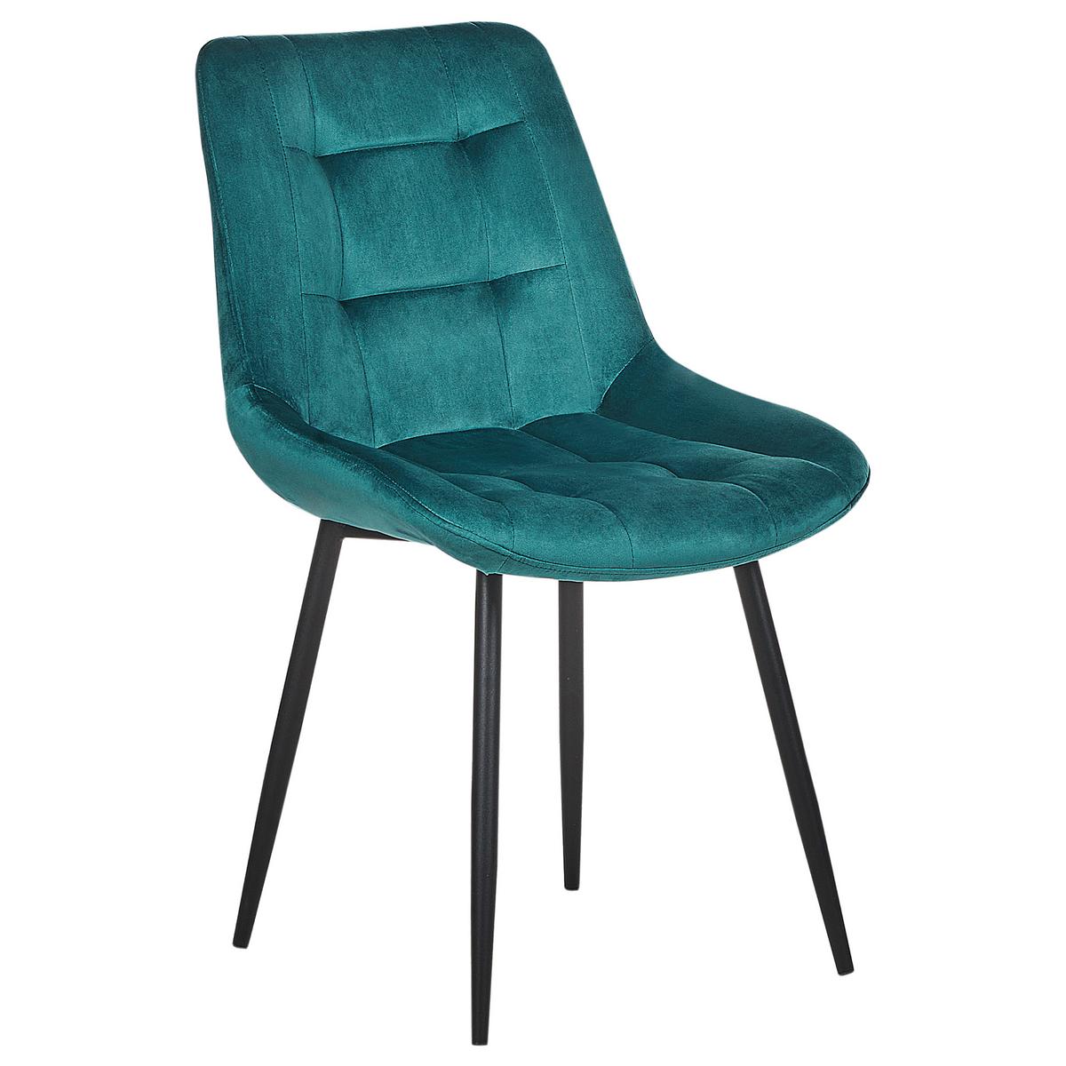 ESSZIMMERSTUHL 2er-Set Samtstoff Blau Melrose - Blau, Textil/Metall (51/82/59cm) - Beliani