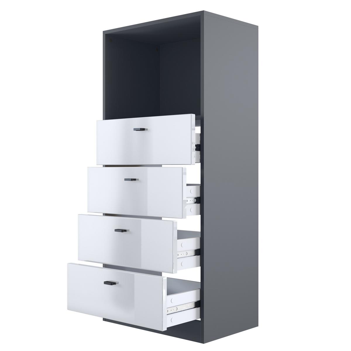 KOMMODE Pino Fronten in Anthrazit matt - Dunkelgrau/Anthrazit, Holzwerkstoff (56/125/36cm) - Vladon