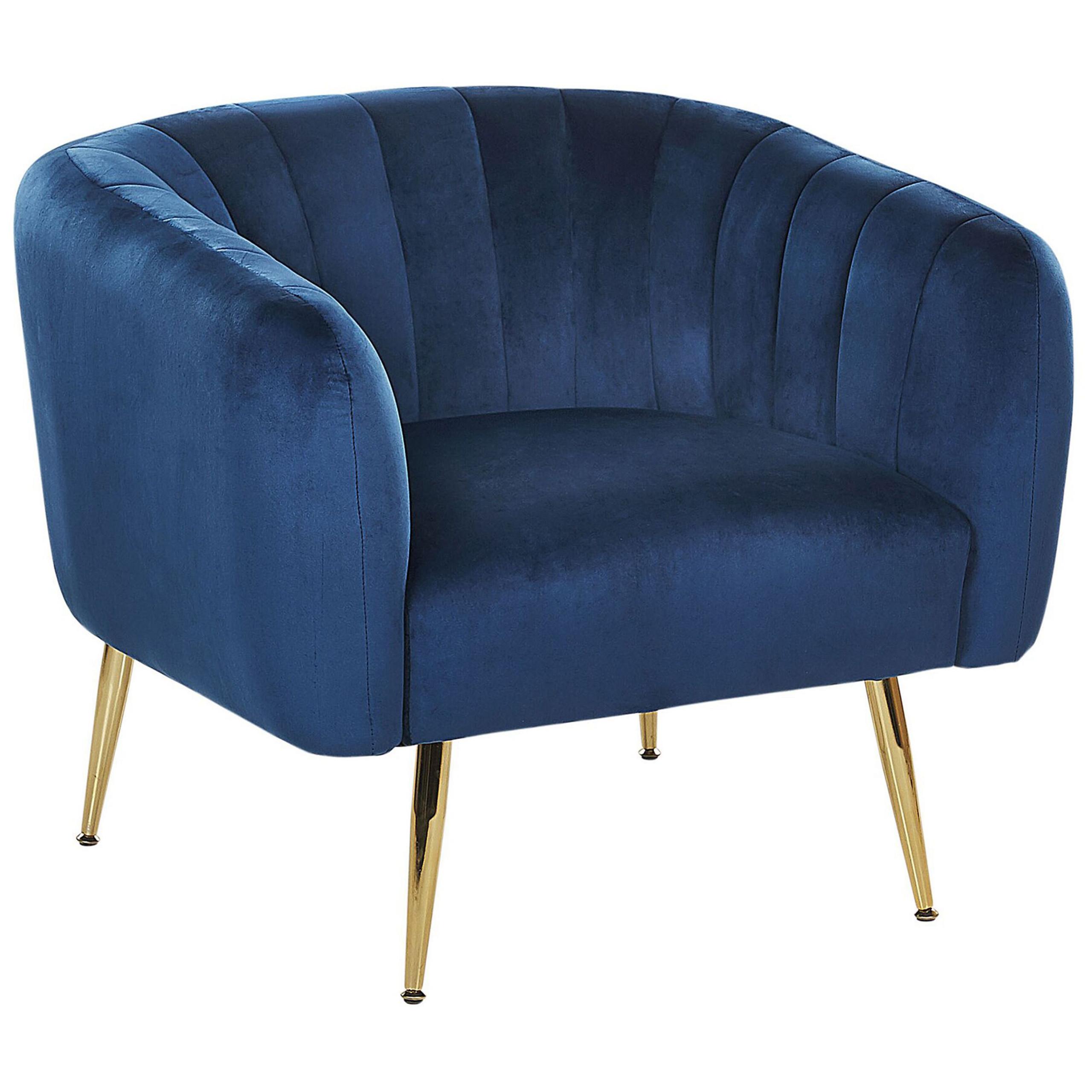 SESSEL Samtstoff Blau Laconia - Blau, Textil/Metall (85/72/62cm) - Beliani