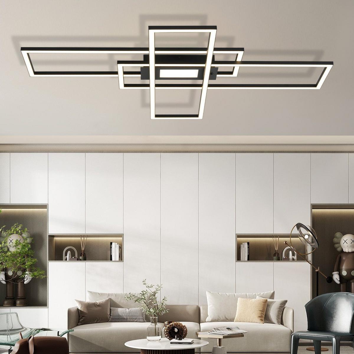 LED-DECKENLEUCHTE Lund 70/99/7cm - Schwarz, Metall (99/70/7cm) - Nettlife