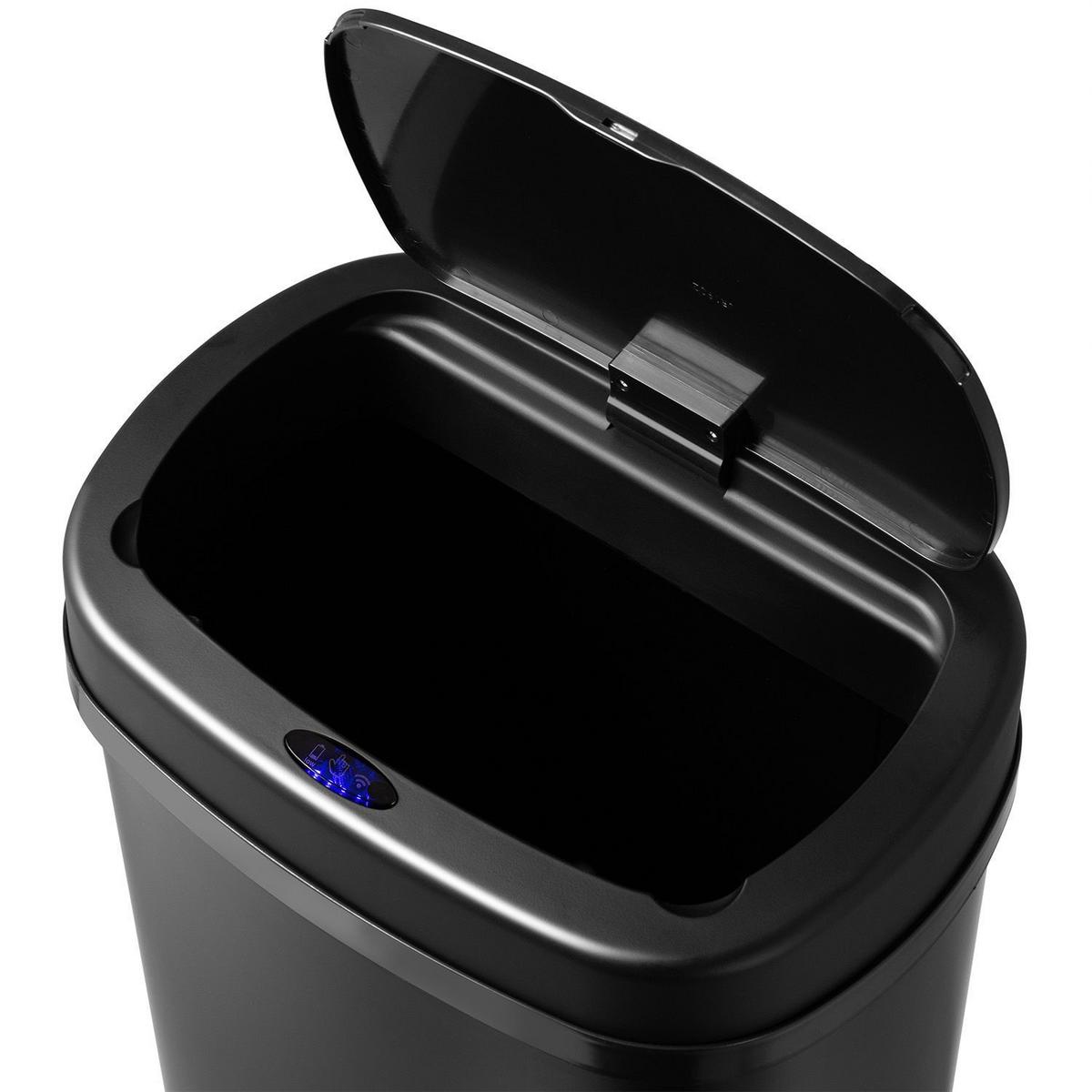 MÜLLEIMER viereckig 60L schwarz mit Sensor - Schwarz, Metall (40/63/29cm) - Juskys