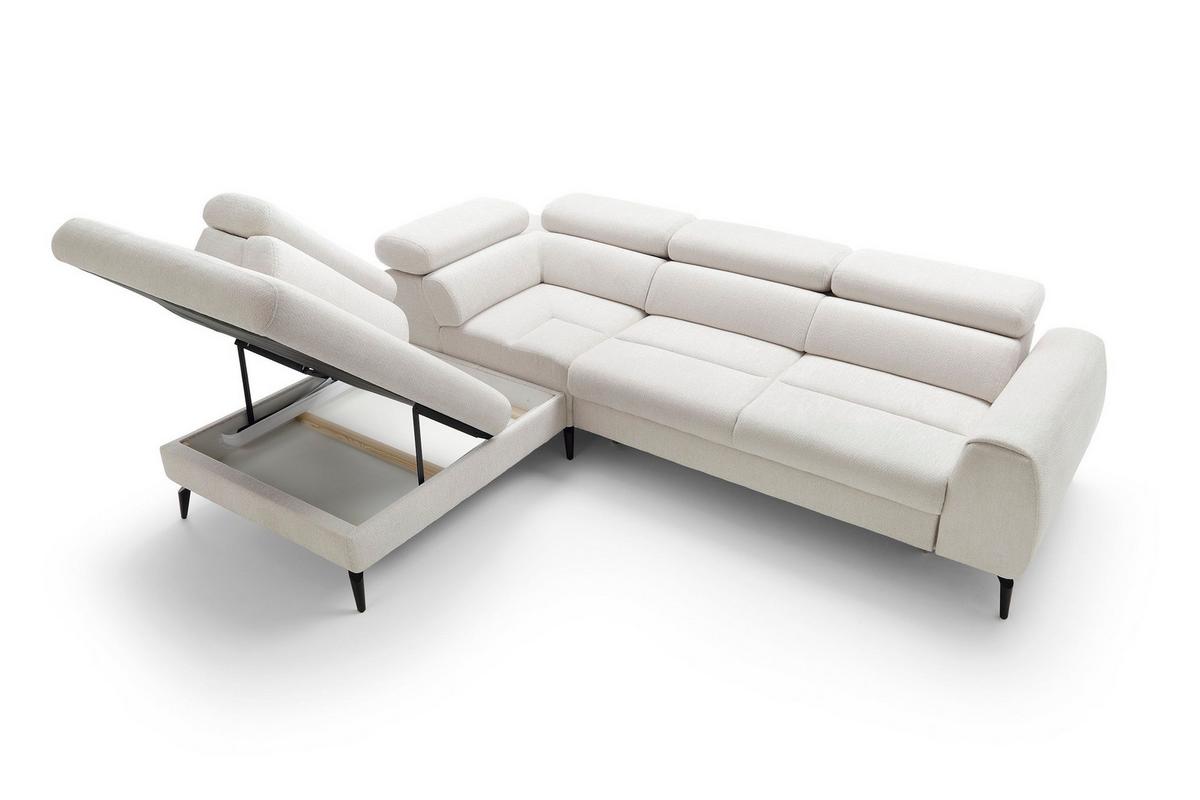 ECKSOFA NOTE Creme Chenille mit Schlaffunktion - Creme, Holz (271/216cm) - MASSENO