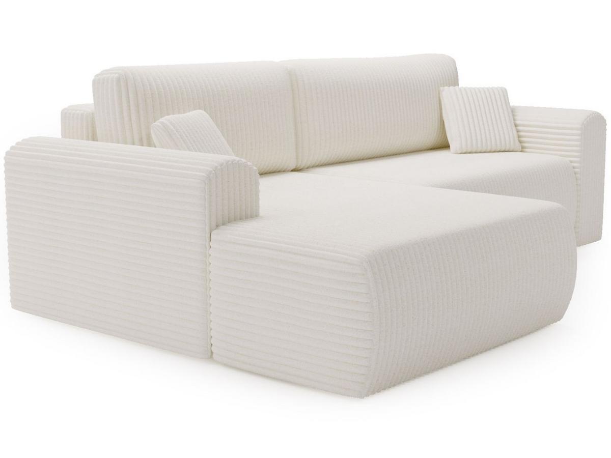 ECKSOFA Belvio Creme Links - Creme/Schwarz, Holz/Textil (257/177cm) - Graingold