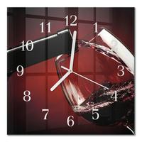 WANDUHR aus Glas 30x30 cm - Weinglas - Rot, Glas (30/30/0.4cm) - TULUP