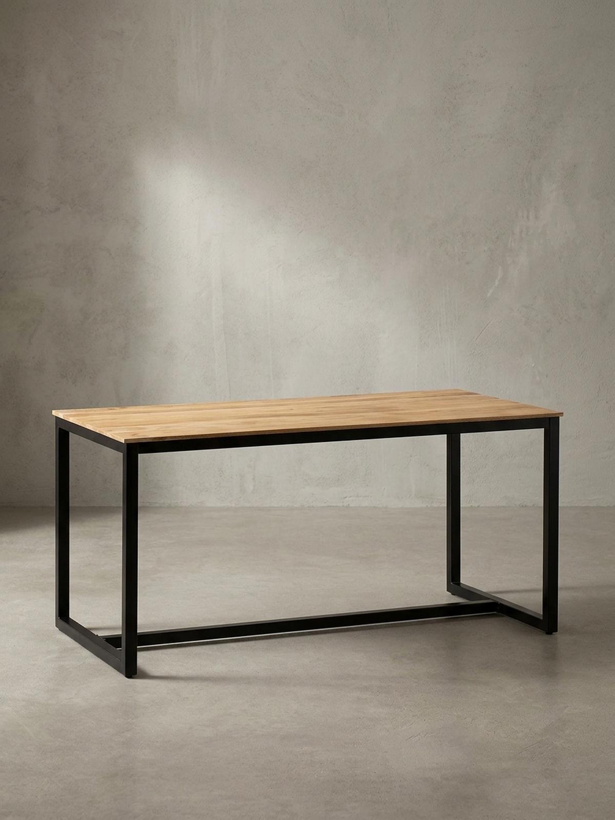 ESSTISCH Massivholz Metall Rechteckig Loft-Stil, Akazie 140x80x76 cm - Schwarz/Akaziefarben, Holz/Metall (80/140/76cm) - KADIMA DESIGN