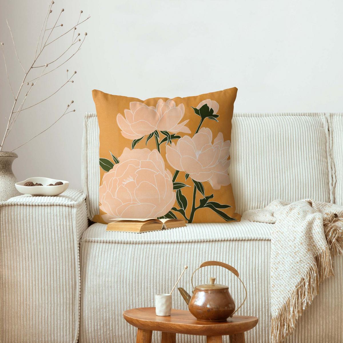 KISSENBEZUG Moderne Pfingstrosen II 40/40 cm - Orange, Textil (40/40cm) - Bilderwelten