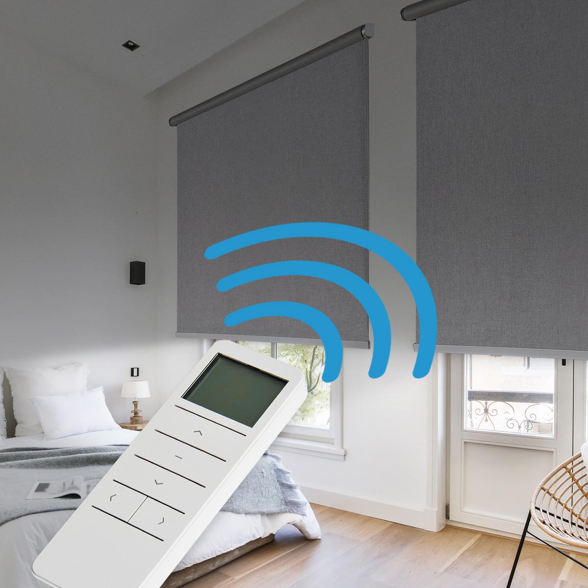 VERDUNKELUNGSROLLO motorisiert Silbergrau, 180 x 250 cm - Grau, Kunststoff (180/250cm) - STORESDECO