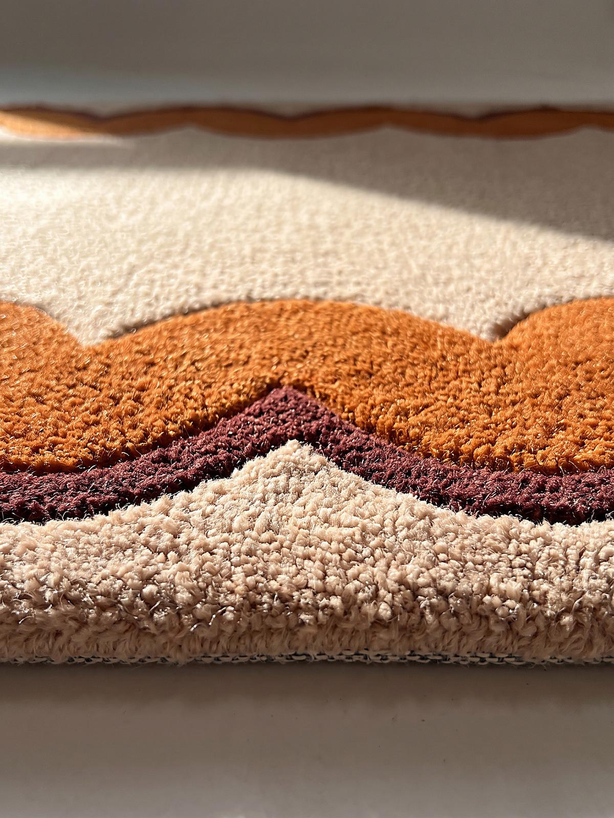 TEPPICHLÄUFER handgetuftet WAVENEY, Zickzack-Wellenbordüre, Orange, 80 x 230 cm - Orange, Textil (80/230cm) - KADIMA DESIGN