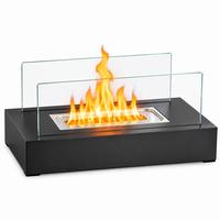 TISCHKAMIN Fyvmar 35/18/15 cm - Schwarz, Glas/Metall (18/15/35cm) - ZMH