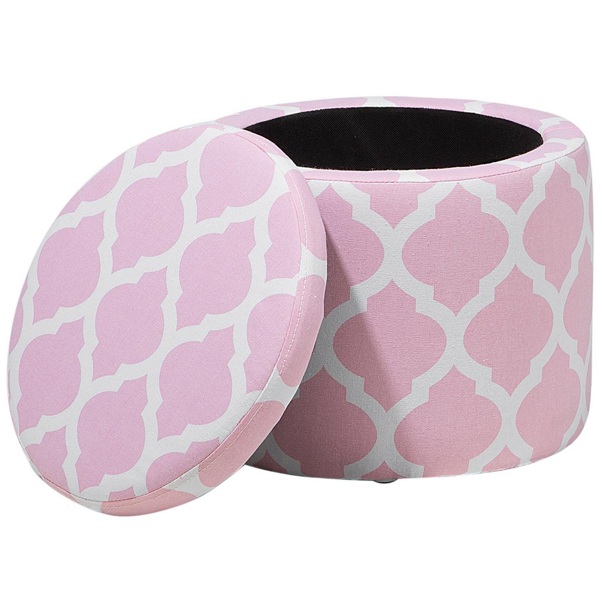 HOCKER Tunica 35/35/30 cm - Pink, Naturmaterialien/Textil (35/30/35cm) - Beliani