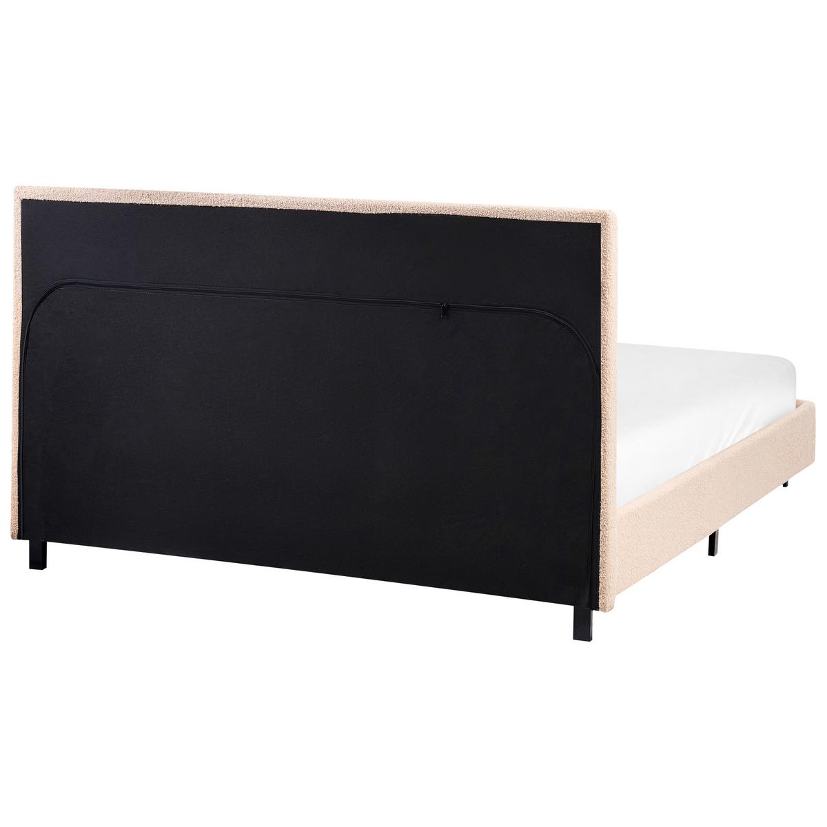 BETT mit Lattenrost 120/200 cm Bouclé Cremeweiß Albi - Creme, Textil (120/200cm) - Beliani