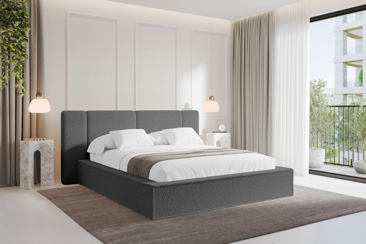 POLSTERBETT mit Bettkasten und Lattenrost, Bett mit Matratze H3/H4 - RIVO 180x200 Grau - Greige, Holzwerkstoff/Textil (180/200cm) - ALTDECOR