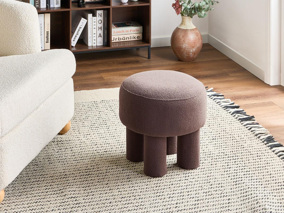 HOCKER Bouclé Braun Canby - Braun, Textil (43/38/43cm) - Beliani