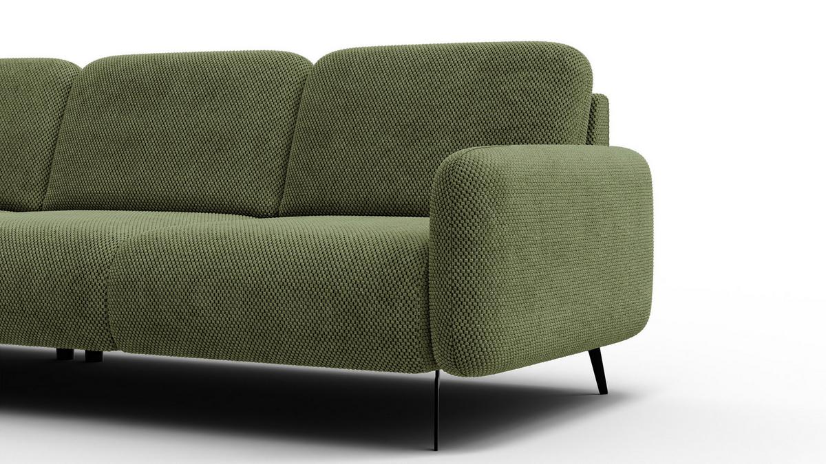 ECKSOFA FEBE 4-Sitzer links, olivgrün - Schwarz/Olivgrün, Holz/Textil (264/157cm) - Wozimo