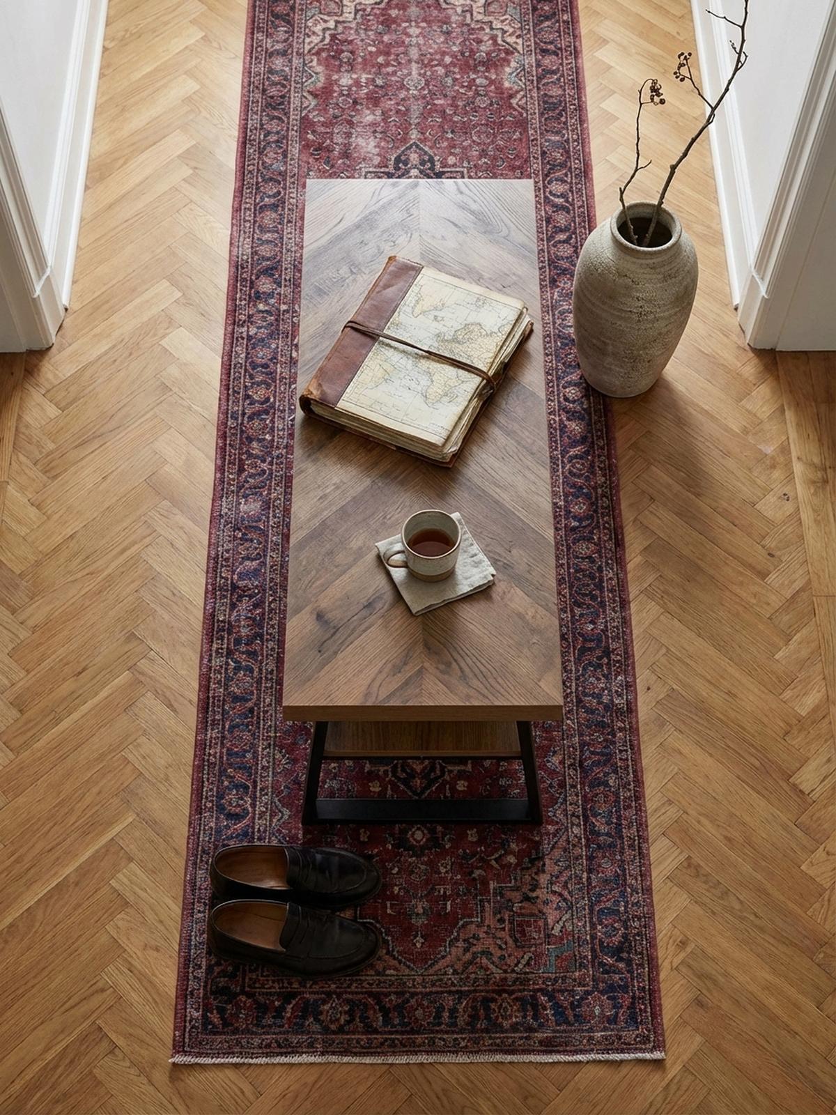 SCHUHBANK – 100x41x40 cm, Eiche-Dekor, Fischgrät, mit Ablage - Schwarz/Braun, Holz/Holzwerkstoff (100/41/40cm) - KADIMA DESIGN