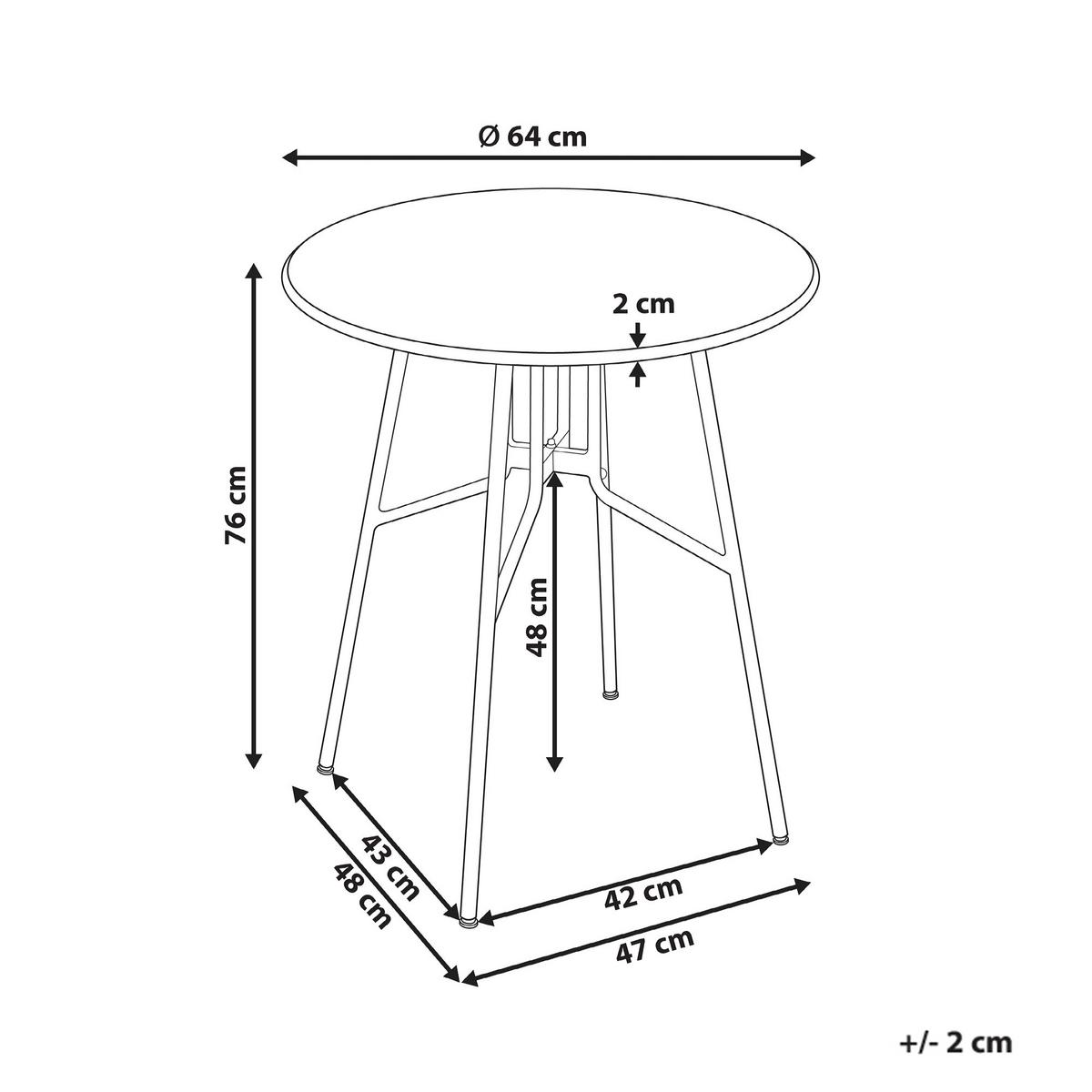 BISTROTISCH 64/64 cm Metall Grau Taltal - Grau, Metall (64/64/76cm) - Beliani