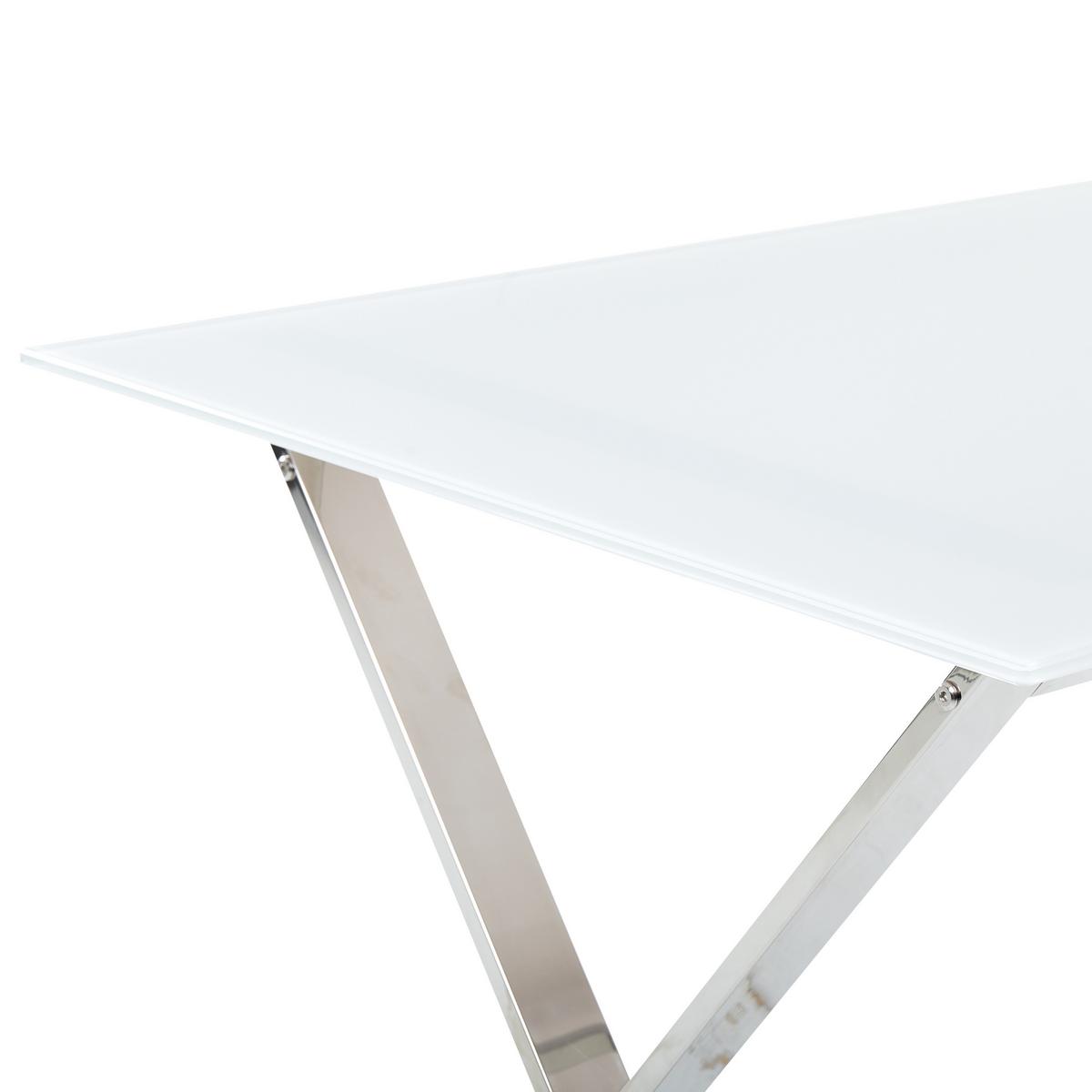 ESSTISCH 120/70/75 cm Weiß, Silberfarben Rechteckig Attica - Weiß, Glas (120/70/75cm) - Beliani