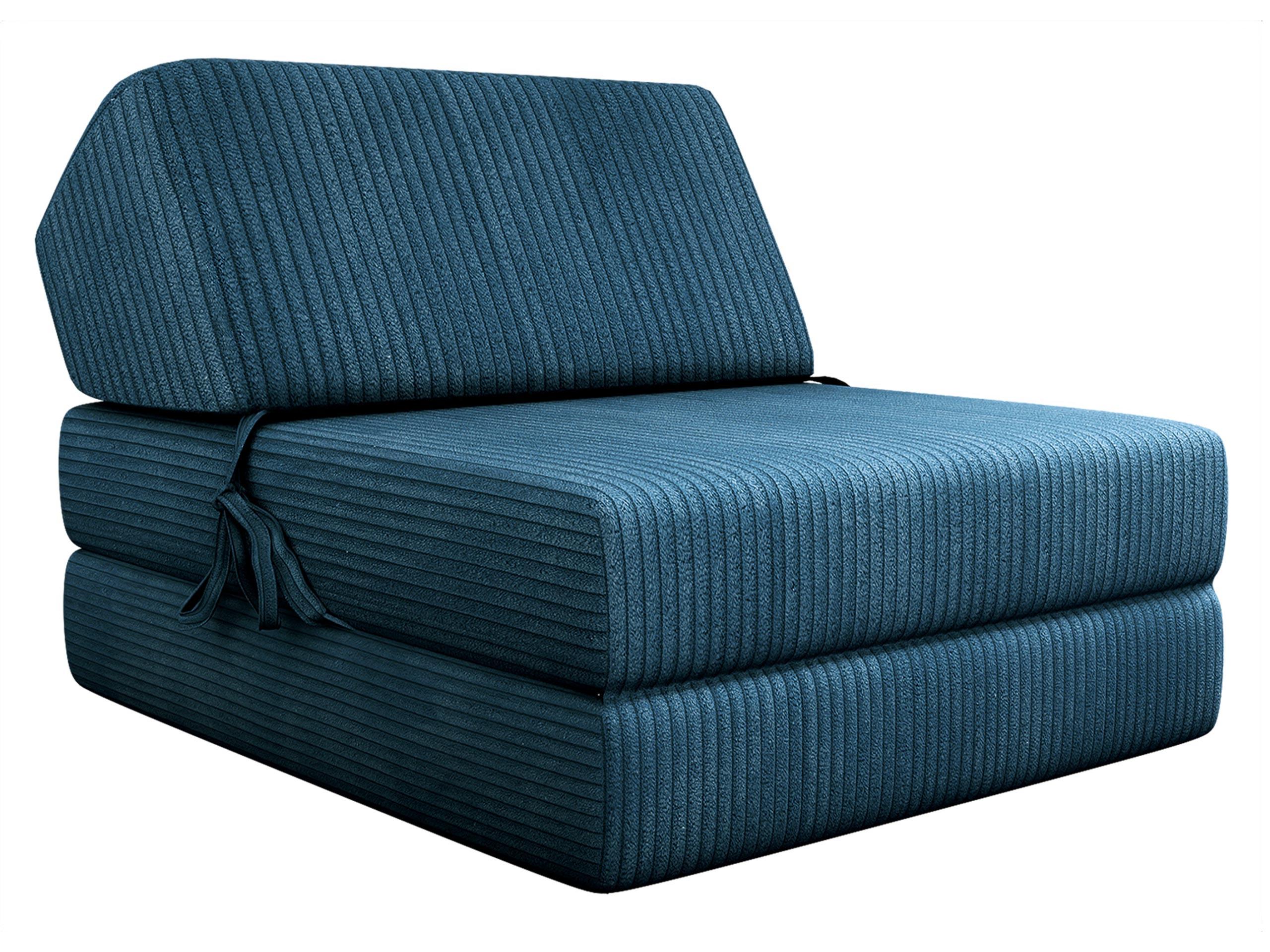 KLAPPSOFA Kevin Cord - Blau, Textil (73/58/90cm) - MIRJAN24