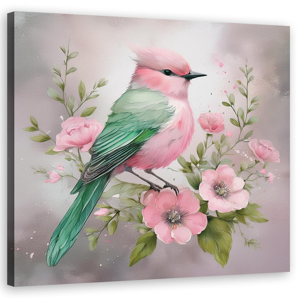 WANDBILD tiere shabby chic vogel - Pink, Textil (30/30cm) - Feeby