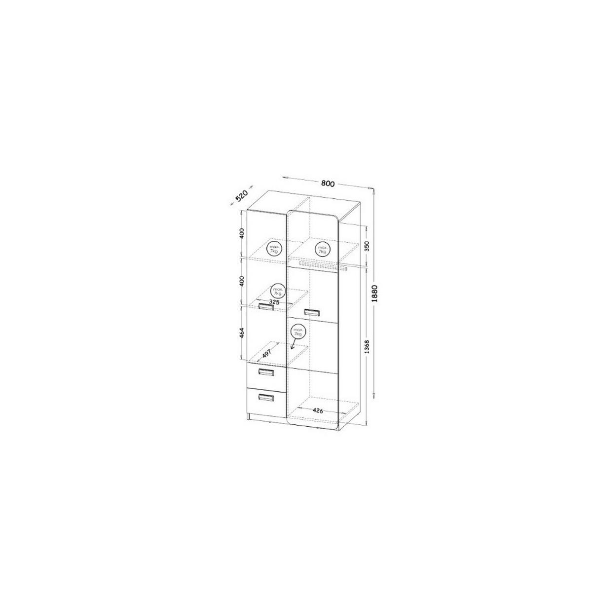 DREHTÜRENSCHRANK MANTI 80/188/52cm 2-türig Weiß - Eichefarben/Weiß, Holzwerkstoff (80/188/52cm) - MASSENO