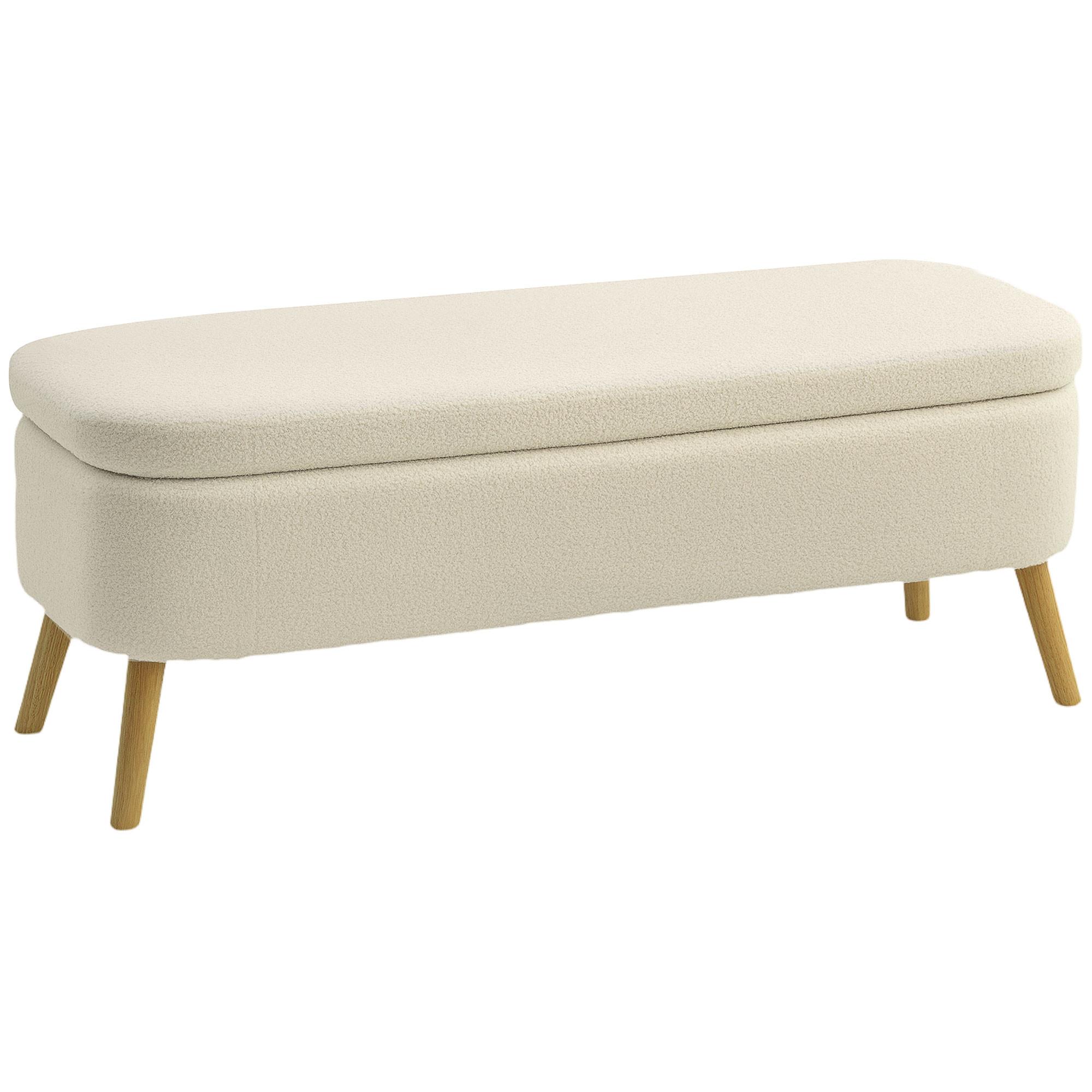 SITZBANK Polyester Kautschukholz Beige - Beige/Naturfarben, Holz/Textil (42/45/120cm) - HOMCOM