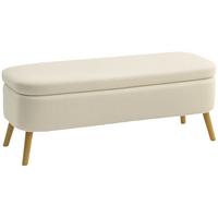 SITZBANK Polyester Kautschukholz Beige - Beige/Naturfarben, Holz/Textil (42/45/120cm) - HOMCOM