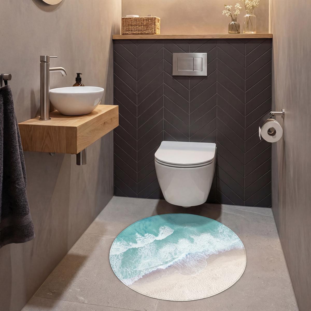 WC-VORLEGER Strand - Meer - Natur - Sommer Toilettenteppich 70x70 cm - Türkis, Textil (70/1cm) - OnlyWow