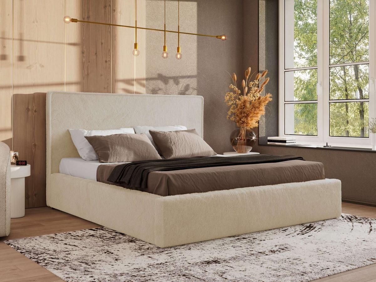 POLSTERBETT CORIVO CLASSIC 200/200 - Creme Plüsch - Multipocket-Matratze - Creme, Textil (200/200cm) - MKS