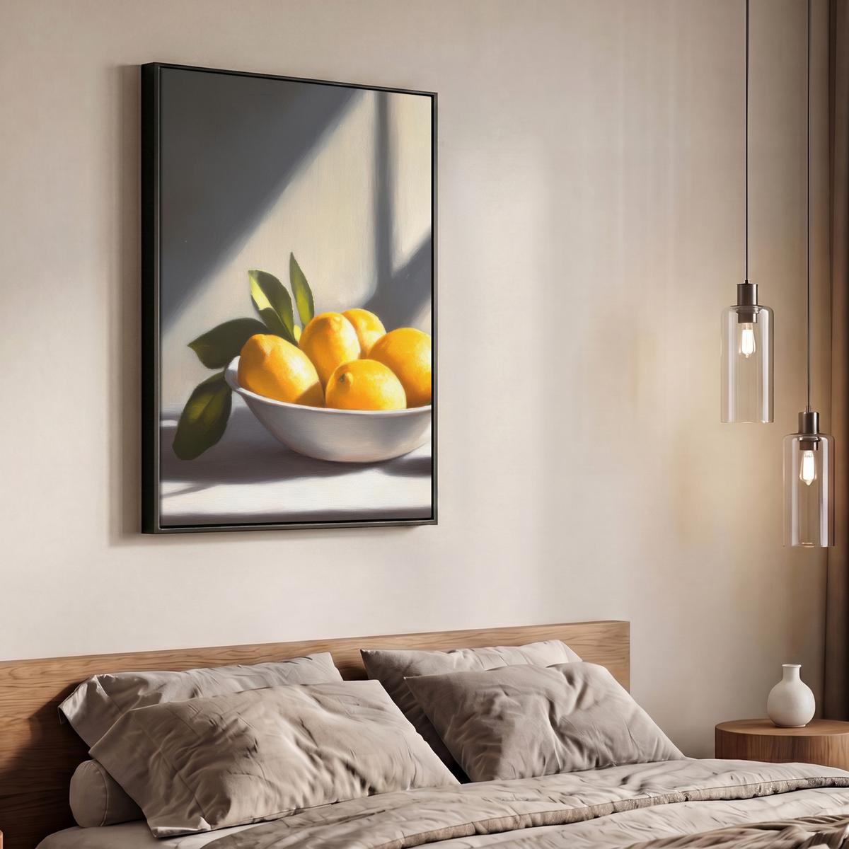 LEINWAND Bilder mit Rahmen - Zitronen - Stilleben - Gelb - 70x100 - Gelb, Textil (70/100cm) - MuchoWow