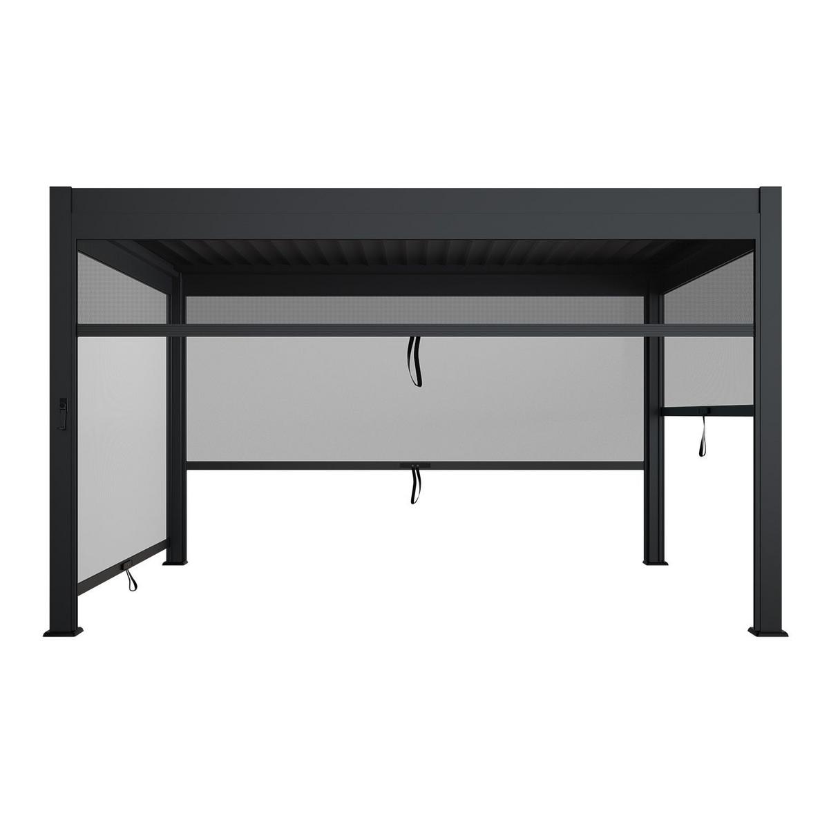 LAMELLENDACH Tahiti mit Seitenwand 3x4 m anthrazit - Anthrazit, Metall (300/240/400cm) - Juskys
