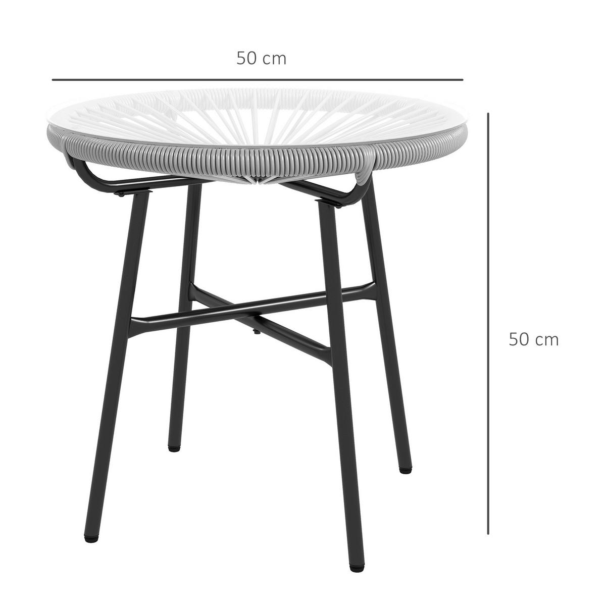 BALKONTISCH, Grau, Metall, PE Rattan - Grau, Kunststoff (50/50/50cm) - Outsunny