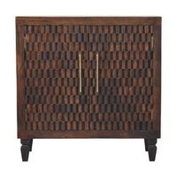 SCHRANK mit Samt-Mokka-Finish, 2 Innenablagen, 2 Türen, dunkelbraun. - Dunkelbraun/Goldfarben, Holz/Metall (85/86/35cm) - Artisan Furniture
