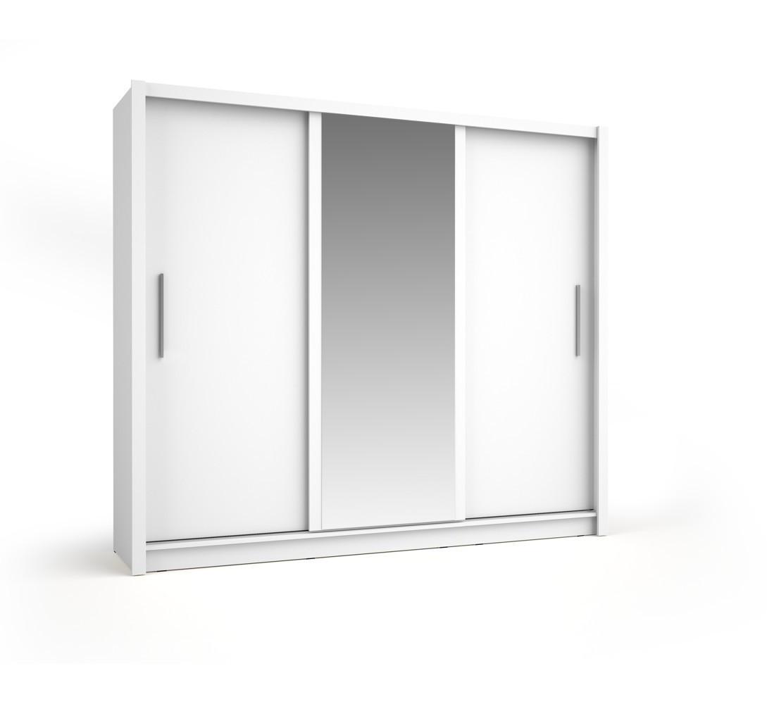 SCHWEBETÜRENSCHRANK FRISKA 247,8/215/61,6cm 3-türig mit Spiegel Weiß - Weiß, Holzwerkstoff (247.8/215/61.6cm) - MASSENO