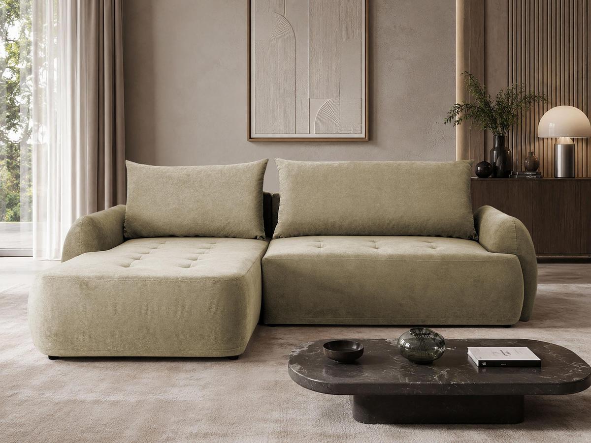 ECKSCHLAFSOFA Bueno II, Seite: Links - Beige/Schwarz, Holz/Textil (280/185cm) - MIRJAN24