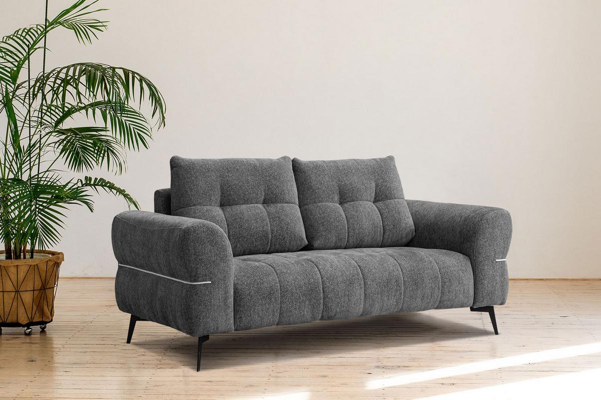 SOFA SALVINI 2,5-Sitzer, graphitfarben - Graphitfarben/Schwarz, Holzwerkstoff/Textil (176/88/99cm) - Wozimo