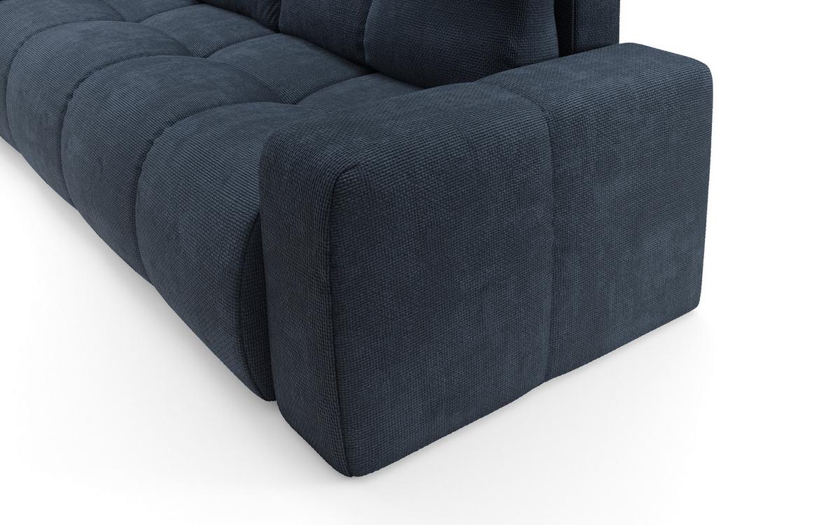 BETTSOFA DUCA Blau Jersey- Stoff mit Schlaffunktion - Blau, Holz (259/90/99cm) - MASSENO