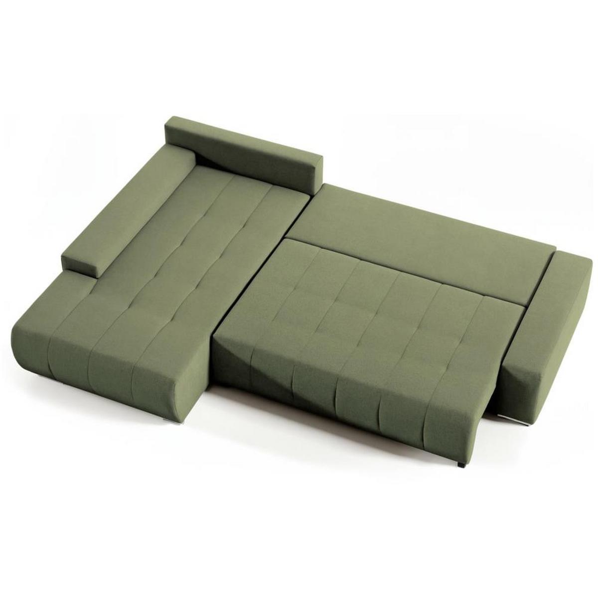 ECKSOFA Draco L grün links - Chromfarben/Grün, Textil/Metall (267/186cm) - Beautysofa