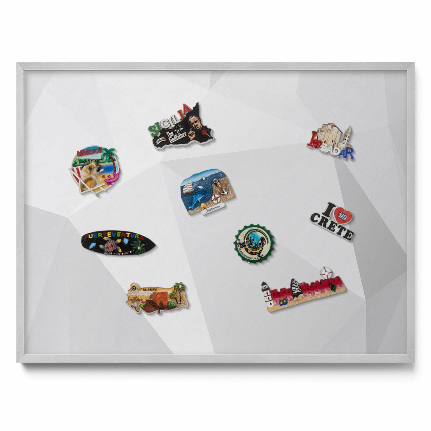 MAGNETTAFEL 80x60 cm Silberner Rahmen 3D Geometrischer Hintergrund - Sandfarben, Metall (80/60/0.4cm) - TULUP