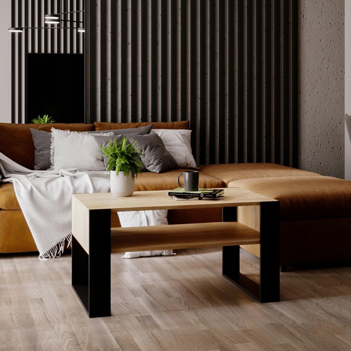 COUCHTISCH Karo92 92/45/53,6 - Schwarz/Sonoma Eiche, Holzwerkstoff (54/92/45cm) - RAUMHIRSCH FURNITURE
